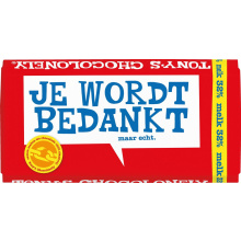 Tony's Chocolonely Je wordt bedankt reep 180 gram - Topgiving